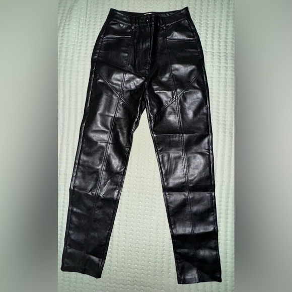 Aritzia Wilfred Melina Pants Womens Faux Leather Straight Leg Size 2 EUC - Picture 4 of 13